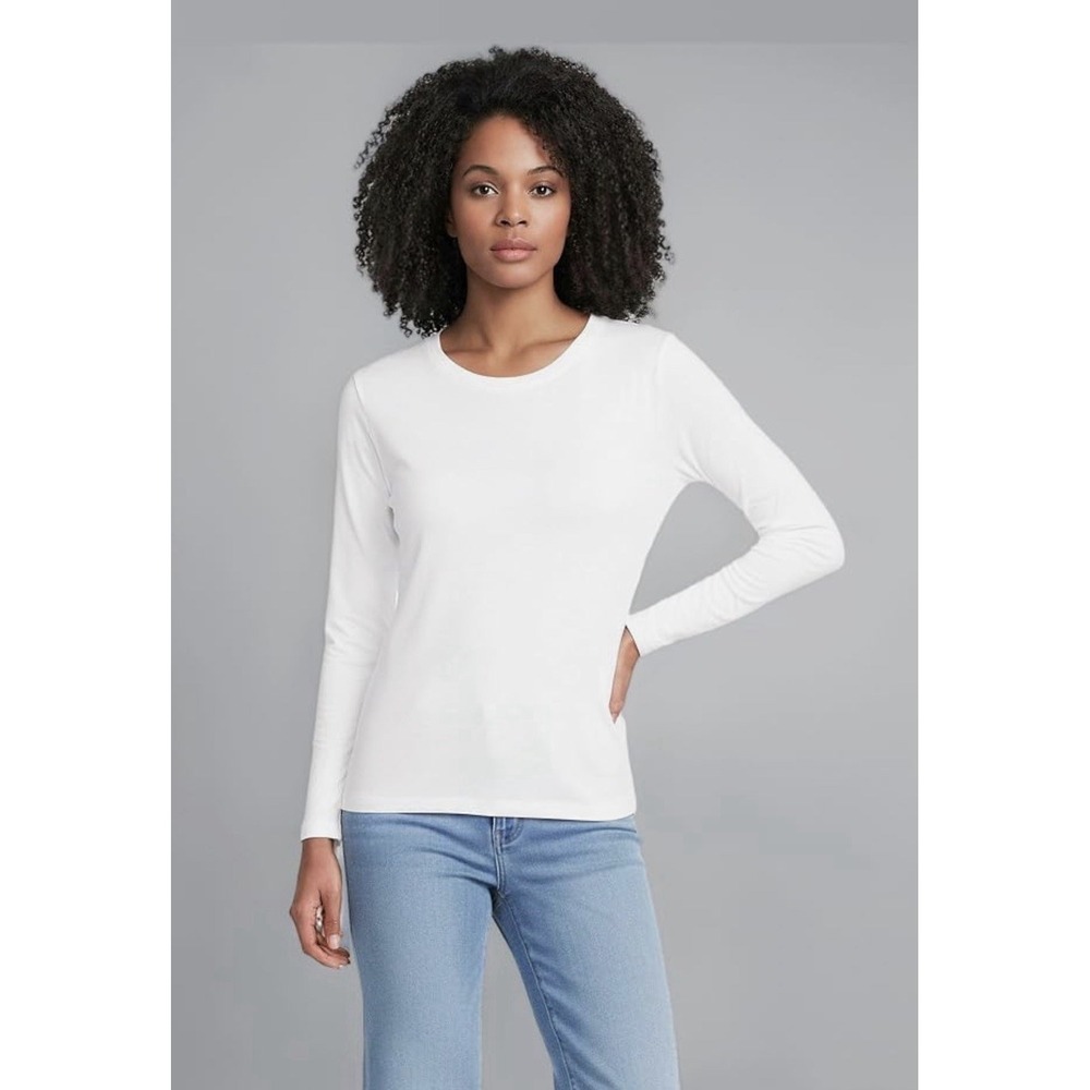 NWT Lands' End Women's Small Supima Cotton Long Sleeve Crew Neck T-Shirt White